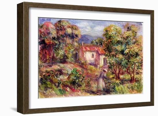 Woman Picking Flowers in the Garden of Les Colettes at Cagnes, 1912-Pierre-Auguste Renoir-Framed Giclee Print