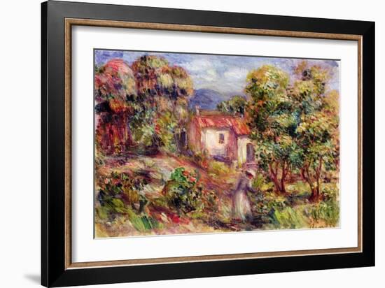 Woman Picking Flowers in the Garden of Les Colettes at Cagnes, 1912-Pierre-Auguste Renoir-Framed Giclee Print