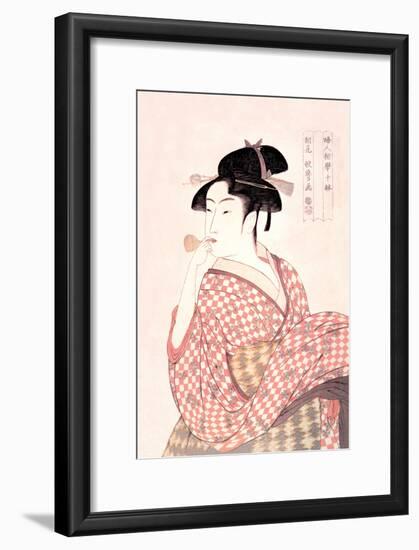 Woman Playing a Poppin-Kitagawa Utamaro-Framed Art Print