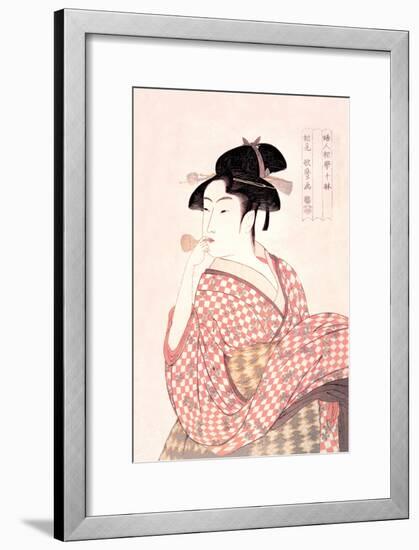 Woman Playing a Poppin-Kitagawa Utamaro-Framed Art Print