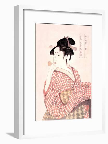 Woman Playing a Poppin-Kitagawa Utamaro-Framed Art Print