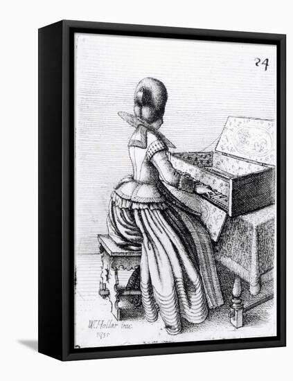 Woman Playing at a Keyboard, 1635-Wenceslaus Hollar-Framed Premier Image Canvas