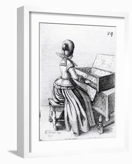 Woman Playing at a Keyboard, 1635-Wenceslaus Hollar-Framed Giclee Print