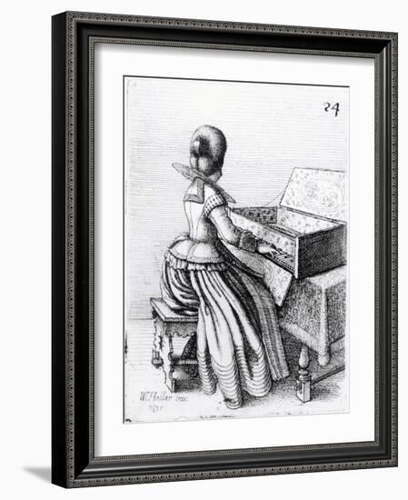 Woman Playing at a Keyboard, 1635-Wenceslaus Hollar-Framed Giclee Print