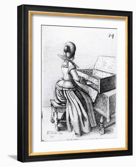 Woman Playing at a Keyboard, 1635-Wenceslaus Hollar-Framed Giclee Print