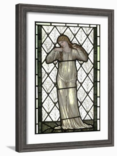 Woman Playing Lute on Stained Glass Window-Edward Burne-Jones-Framed Giclee Print