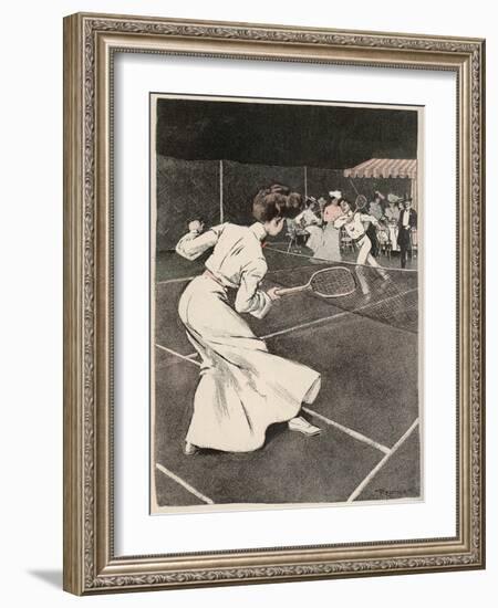 Woman Playing Tennis in Long White Skirt-Ferdinand Von Reznicek-Framed Art Print