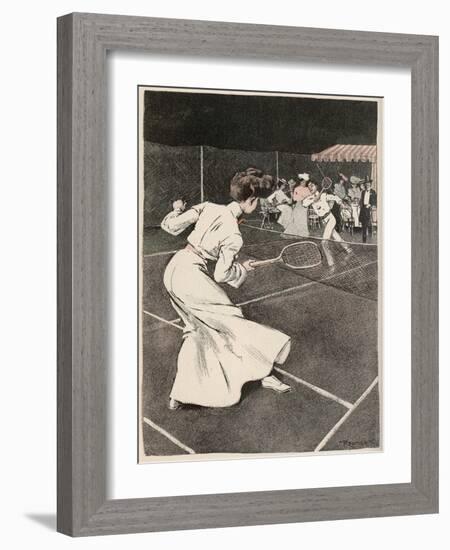 Woman Playing Tennis in Long White Skirt-Ferdinand Von Reznicek-Framed Art Print