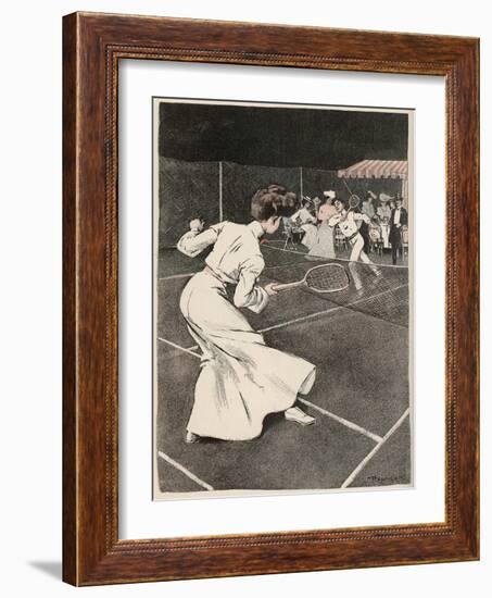 Woman Playing Tennis in Long White Skirt-Ferdinand Von Reznicek-Framed Art Print