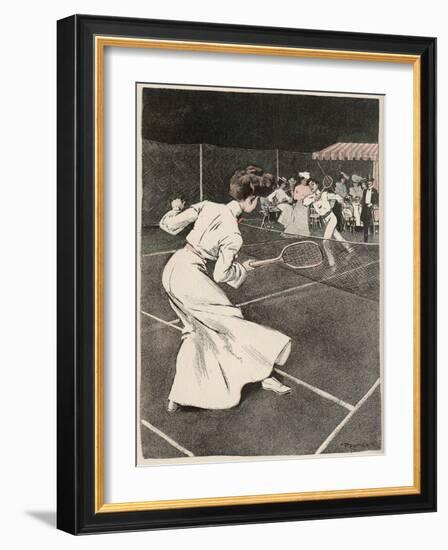 Woman Playing Tennis in Long White Skirt-Ferdinand Von Reznicek-Framed Art Print