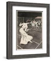 Woman Playing Tennis in Long White Skirt-Ferdinand Von Reznicek-Framed Art Print