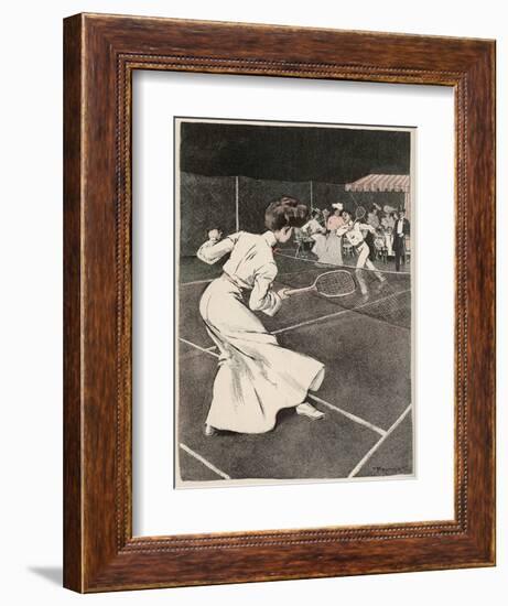 Woman Playing Tennis in Long White Skirt-Ferdinand Von Reznicek-Framed Art Print