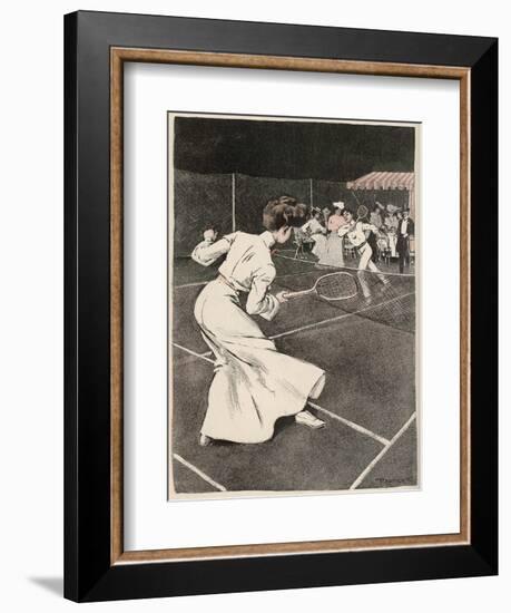 Woman Playing Tennis in Long White Skirt-Ferdinand Von Reznicek-Framed Art Print