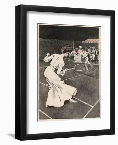 Woman Playing Tennis in Long White Skirt-Ferdinand Von Reznicek-Framed Art Print