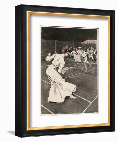 Woman Playing Tennis in Long White Skirt-Ferdinand Von Reznicek-Framed Art Print