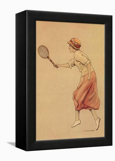 Woman Playing Tennis-null-Framed Stretched Canvas