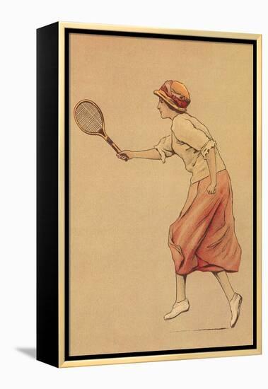 Woman Playing Tennis-null-Framed Stretched Canvas