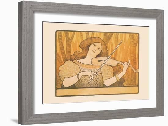 Woman Plays the Violin-Paul Berthon-Framed Art Print