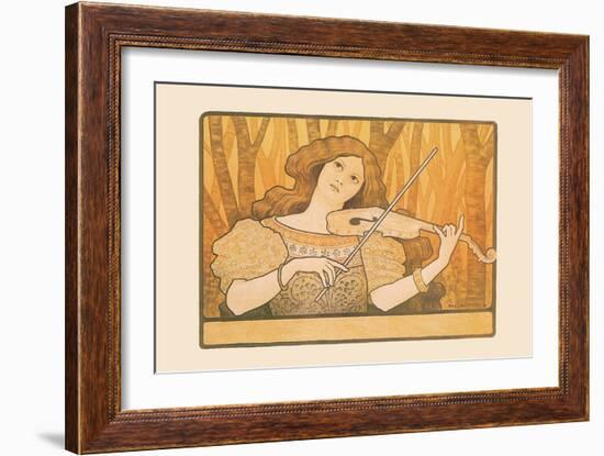 Woman Plays the Violin-Paul Berthon-Framed Art Print