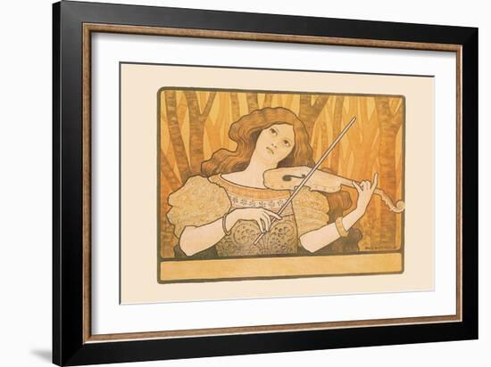 Woman Plays the Violin-Paul Berthon-Framed Art Print