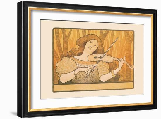 Woman Plays the Violin-Paul Berthon-Framed Art Print