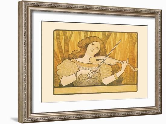 Woman Plays the Violin-Paul Berthon-Framed Art Print