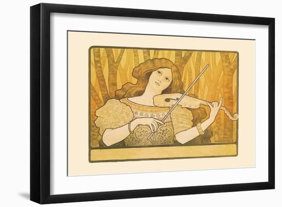 Woman Plays the Violin-Paul Berthon-Framed Art Print