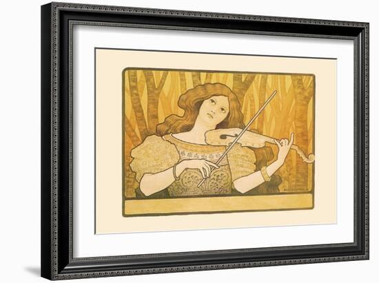 Woman Plays the Violin-Paul Berthon-Framed Art Print