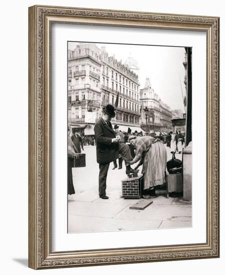 Woman Polishing Shoes, Brussels, 1898-James Batkin-Framed Photographic Print