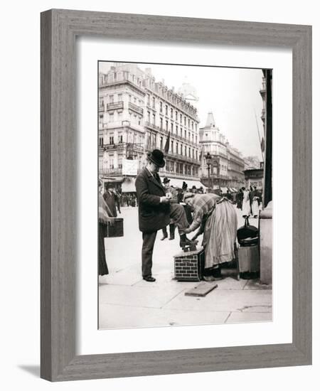 Woman Polishing Shoes, Brussels, 1898-James Batkin-Framed Photographic Print