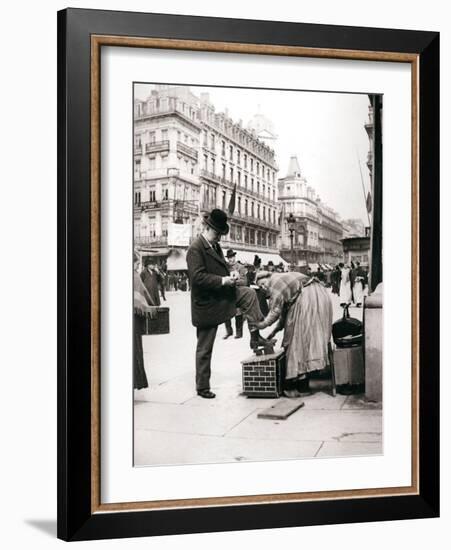 Woman Polishing Shoes, Brussels, 1898-James Batkin-Framed Photographic Print