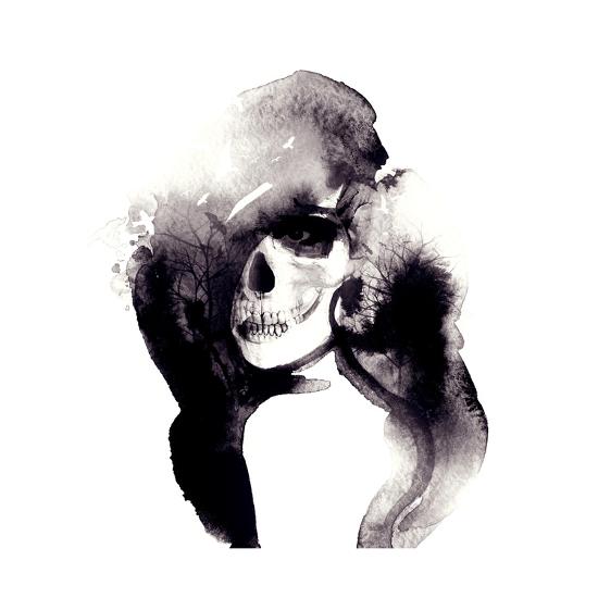 woman portrait abstract watercolor fashion background art print by