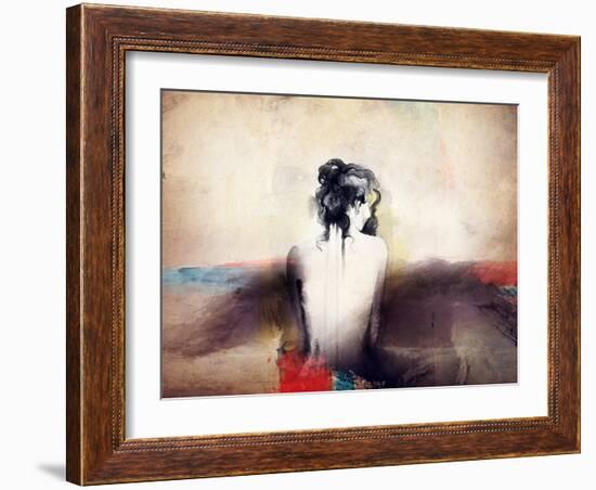 Woman Portrait .Abstract Watercolor .Fashion Background-Anna Ismagilova-Framed Art Print