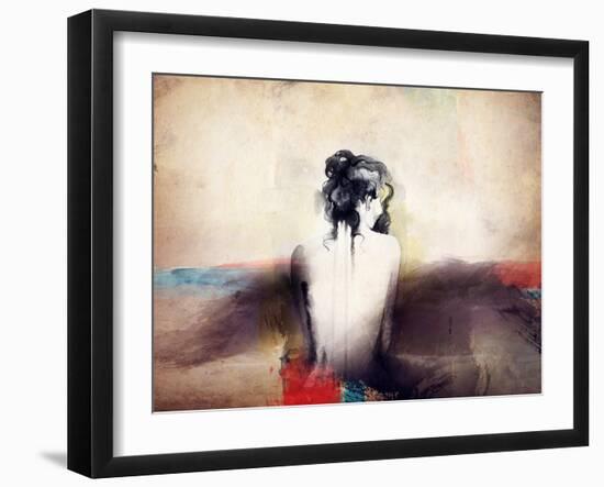 Woman Portrait .Abstract Watercolor .Fashion Background-Anna Ismagilova-Framed Art Print