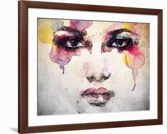 Woman Portrait .Abstract Watercolor .Fashion Background-Anna Ismagilova-Framed Art Print