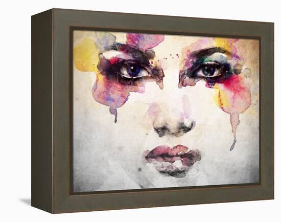 Woman Portrait .Abstract Watercolor .Fashion Background-Anna Ismagilova-Framed Stretched Canvas