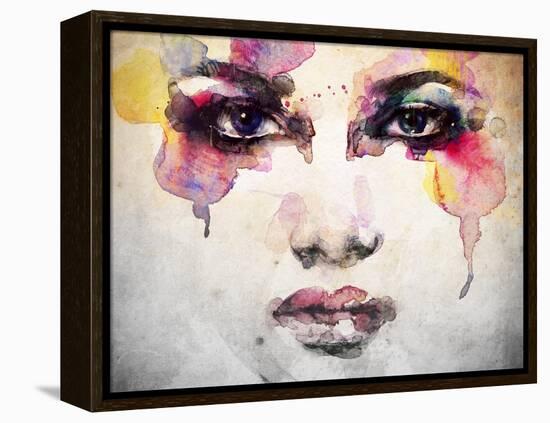 Woman Portrait .Abstract Watercolor .Fashion Background-Anna Ismagilova-Framed Stretched Canvas