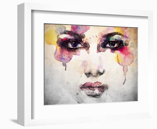 Woman Portrait .Abstract Watercolor .Fashion Background-Anna Ismagilova-Framed Art Print