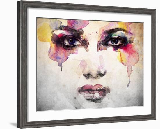 Woman Portrait .Abstract Watercolor .Fashion Background-Anna Ismagilova-Framed Art Print