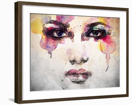 Woman Portrait .Abstract Watercolor .Fashion Background-Anna Ismagilova-Framed Art Print