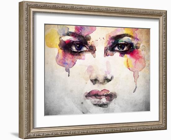 Woman Portrait .Abstract Watercolor .Fashion Background-Anna Ismagilova-Framed Art Print