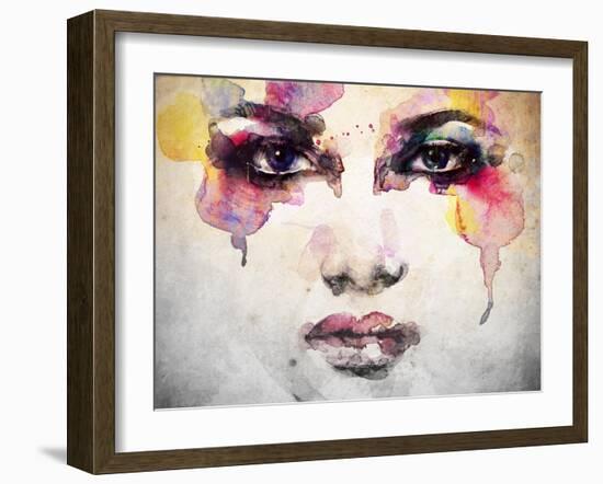 Woman Portrait .Abstract Watercolor .Fashion Background-Anna Ismagilova-Framed Art Print