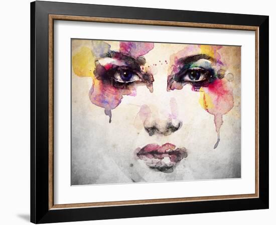 Woman Portrait .Abstract Watercolor .Fashion Background-Anna Ismagilova-Framed Art Print