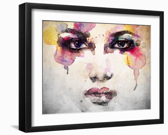 Woman Portrait .Abstract Watercolor .Fashion Background-Anna Ismagilova-Framed Art Print