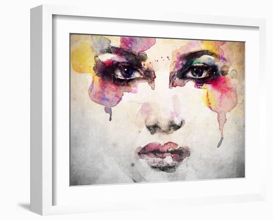 Woman Portrait .Abstract Watercolor .Fashion Background-Anna Ismagilova-Framed Art Print