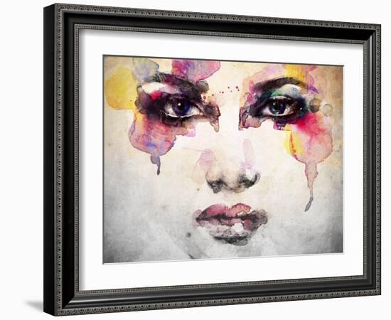 Woman Portrait .Abstract Watercolor .Fashion Background-Anna Ismagilova-Framed Art Print