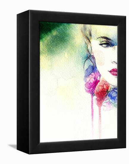 Woman Portrait .Abstract Watercolor .Fashion Background-Anna Ismagilova-Framed Stretched Canvas