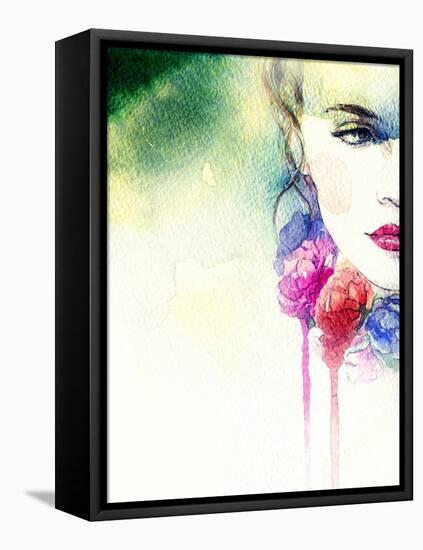 Woman Portrait .Abstract Watercolor .Fashion Background-Anna Ismagilova-Framed Stretched Canvas