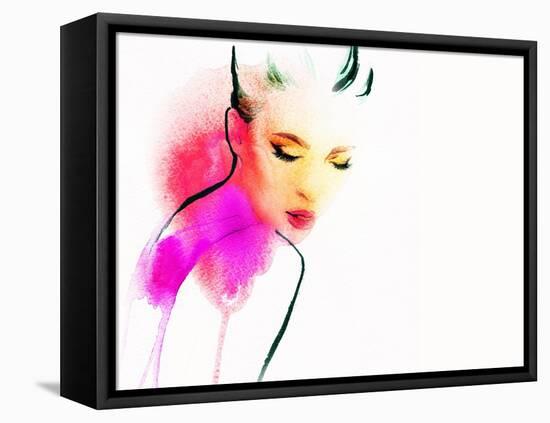 Woman Portrait .Abstract Watercolor .Fashion Background-Anna Ismagilova-Framed Stretched Canvas