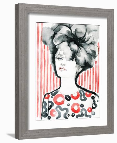 Woman Portrait .Abstract Watercolor .Fashion Background-Anna Ismagilova-Framed Art Print